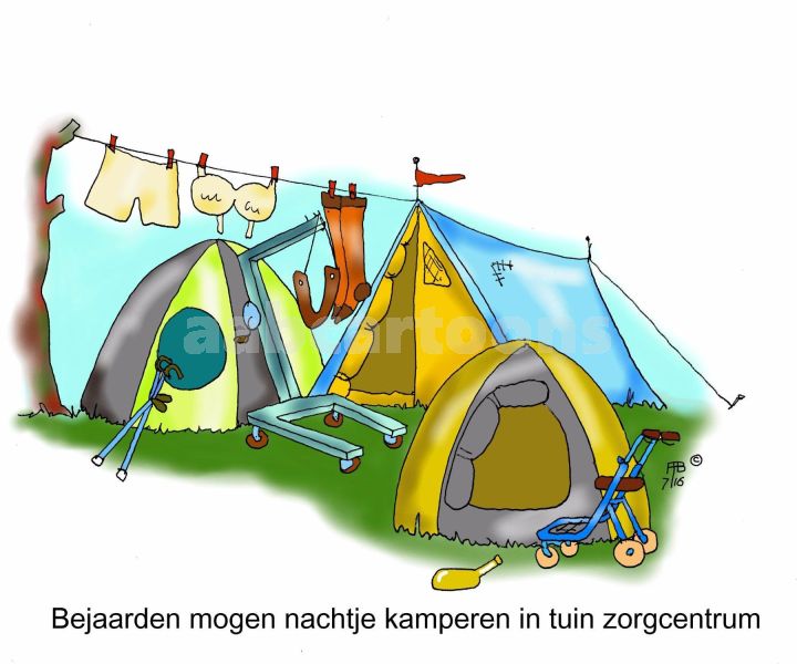 29 7 2016 bejaarden mogen nachtje kamperen in tuin zorgcentrum